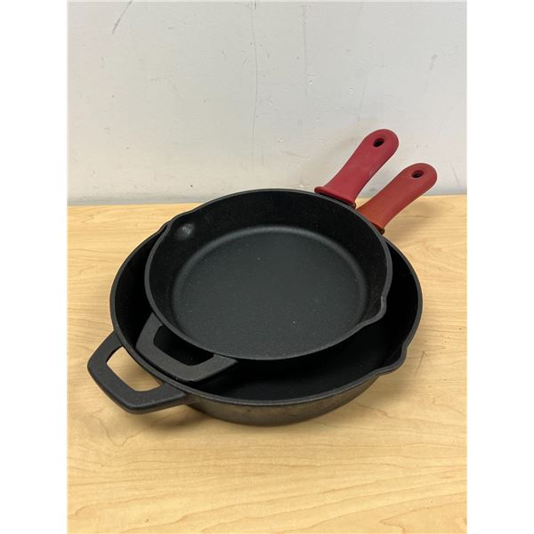 2 Cast Iron 10 & 12" Skillets Frying Pans (as pictured) - light use, see all photos