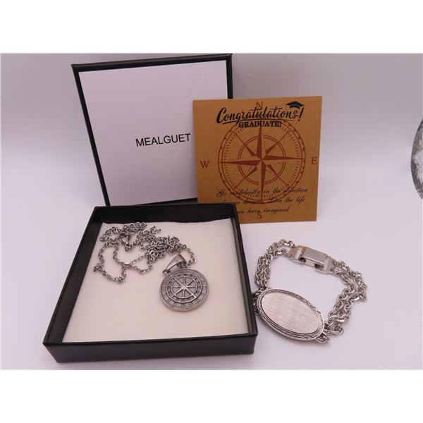 GRADUATE medallion and engravable bracelet.  Both appear new - see photos / description
