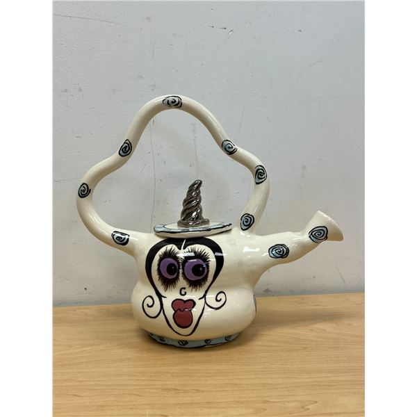 Hand Sculpted by Mr. Eno Hand Painted Teapot / Coffee Pot 11"T 12"W see photos