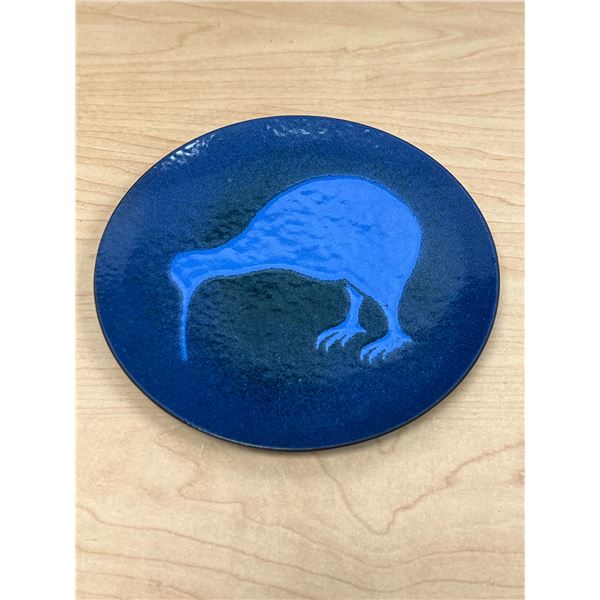 Metal Enamel Kiwi Bird Catchall / Plate 6.5"
