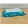 Image 1 : English Pyrex Turquoise Snowflake spacesaver - small chip, see all photos - 11.25x6.75"