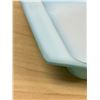 Image 4 : English Pyrex Turquoise Snowflake spacesaver - small chip, see all photos - 11.25x6.75"