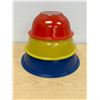 Image 1 : 3 Pyrex Clear Bottom Primary Colors Nesting Mixing Bowls - 1, 1.5 and 2.5L