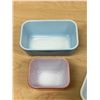 Image 6 : 4 Pyrex Refrigerator Dishes as pictured - 3 Butter size and One smaller with lid, see photos