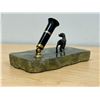 Image 6 : Vintage Cast Hunting Dog on Stone Base Pen Holder - it's a beauty!