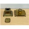 Image 4 : 2 Vintage Brass Inkwells Ink Wells as pictured - one lid is loose/broken - see all photos