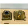 Image 5 : 2 Vintage Brass Inkwells Ink Wells as pictured - one lid is loose/broken - see all photos