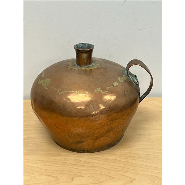 Antique Copper Water Jug with Handle - has dings and patina! Approx: 10"W 8"T