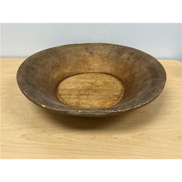 Antique Primitive Farmhouse Wooden Dough Bowl - Large Approx: 21.5x20 & 5"T