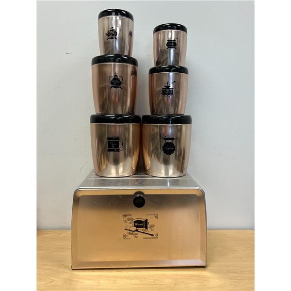 Vintage West Bend Spun Aluminum Canister Set with Bread Box - see all photos