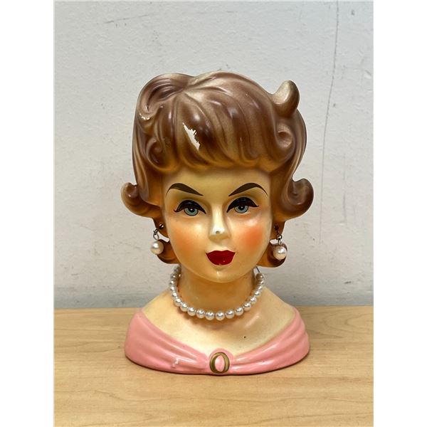 Vintage Rubens Ceramic Head Vase #4105 - see all photos for condition 6"