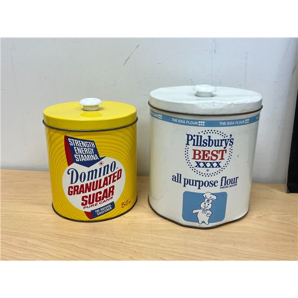 Vintage Pillsbury's Dough Boy Flour & Domino Sugar Tins - see all photos for condition