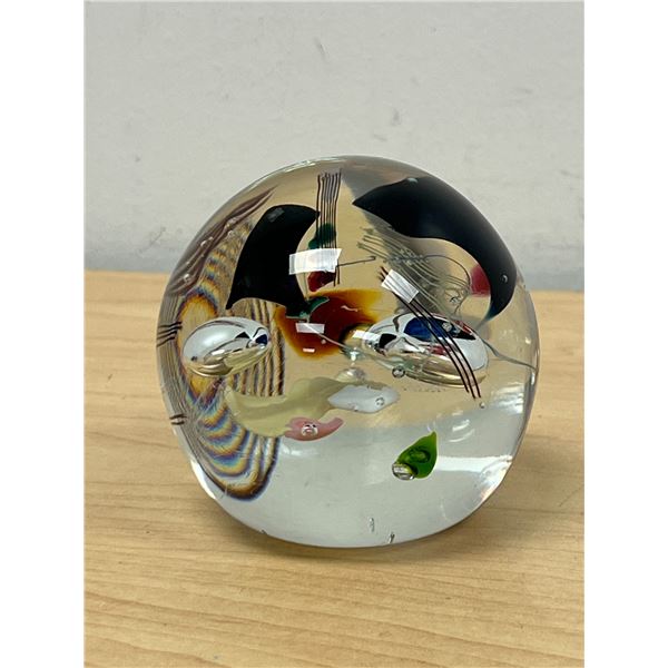 Signed Ione Thorkelsson Art Glass Paperweight - About 3" see all photos