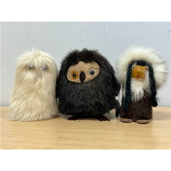 3 Vintage First Nations Inuit & Similar Fur Dolls as pictured - Tallest about 5.5"