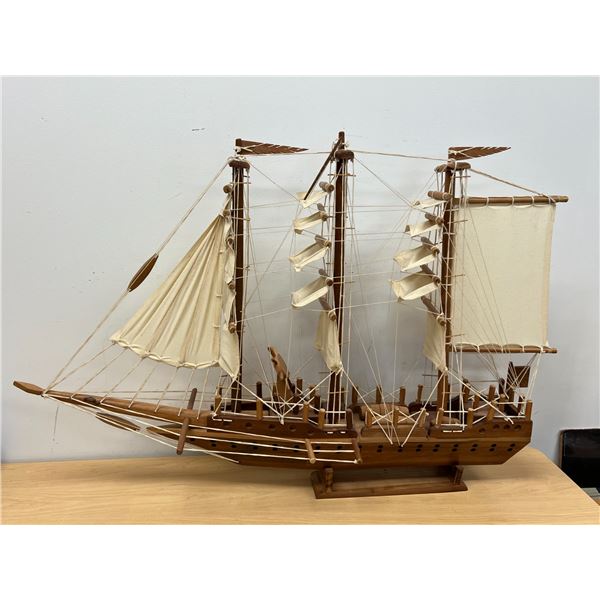 Huge Wooden Mantle Ship Display Décor - Approx: 39.5"W 26.5"T see all photos