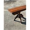 Image 5 : Antique Adjustable Wooden Folding Drafting Table With Drawer and Cast Iron Mechanism