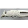 Image 2 : Lot of 3 orderb forks- 6-1/2" long carved out of bone: one has fish, one has gecko, one has pineappl