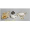 Image 1 : Group of three fossilized ivory: 3" turtle hatching; 1-1/2" turtle hatching; 3" goose (114)
