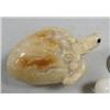 Image 2 : Group of three fossilized ivory: 3" turtle hatching; 1-1/2" turtle hatching; 3" goose (114)