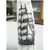 Image 2 : 6" white ivory walrus tusk tip scrimshawed with 2 masted sailing ship by Homer Cole mounted on balee