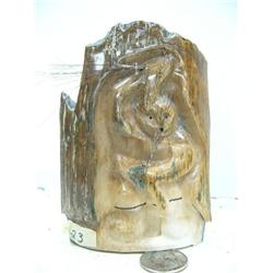 4-3/4" relief carved mammoth ivory dancer with 2 whales by Iglaak from Koyuk, AK (114)