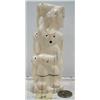 Image 1 : 5-1/2" white ivory totem- 3 walrus, 2 men, 2 faces, caribou, 2 whales by Iglaak from Koyuk, AK (114)