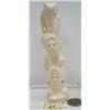 Image 4 : 5-1/2" white ivory totem- 3 walrus, 2 men, 2 faces, caribou, 2 whales by Iglaak from Koyuk, AK (114)