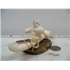 Image 1 : 6-1/2" white ivory kayaker on fossilized ivory base by Iglaak (114)