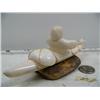 Image 3 : 6-1/2" white ivory kayaker on fossilized ivory base by Iglaak (114)