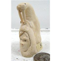 2-3/4" mammoth ivory man and walrus by Iglaak (114)