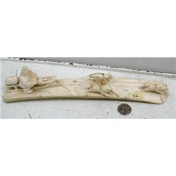 12" Russian dog team carved from bone (114)