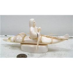 7-1/2" white walrus ivory kayaker by Iglaak (114)