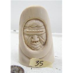 2-1/2" mammoth ivory Eskimo with snow goggles by Richard Miler (114)