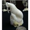 Image 1 : 2-1/2" white walrus ivory carved walrus over a man's face (114)