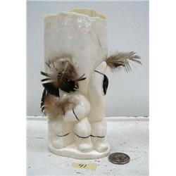 6-1/2" white walrus ivory butt 3 dancers by Iglaak from Koyuk, Alaska (114)