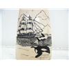 Image 3 : 9" chunk of scrimshawed mammoth ivory done by Homer Cole of ship, 2 killer whales and an eagle (114)