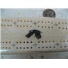 Image 3 : 16-1/2" white walrus ivory scrimshawed cribbage board by Homer Cole- has pod of 5 killer whales, an 
