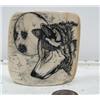 Image 1 : 3" x 4" scrimshawed mammoth ivory of wolf by Homer Cole (114)