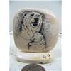 Image 1 : 2-3/4" scrimshawed mammoth ivory by Homer Cole of 2 bears (114)