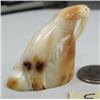 Image 2 : 2" fossilized walrus walrus carving on man's head by Iglaak from Koyuk, AK (114)