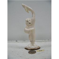 6-3/4" dancer made from white walrus ivory mounted on fossilized ivory by Iglaak (114)