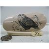Image 1 : 4" mammoth ivory scrimshawed owl by Homer Cole (114)