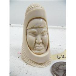 2-1/2" Eskimo man's face carved out of mammoth ivory by Richard Miller (114)