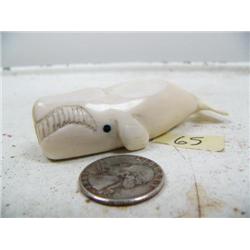 3" white walrus ivory whale by Vaughn Walunga (114)