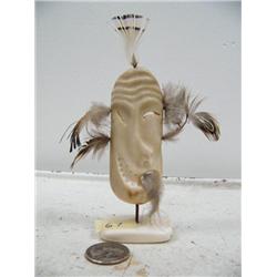 4" fossilized walrus ivory mask by Iglaak from Koyuk (114)