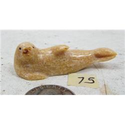 2-1/4" fossilized walrus ivory seal (114)