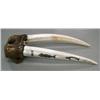 Image 1 : Large male headmount with narwhale, walrus scrimshaw 26" (100)