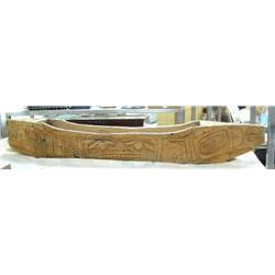 Large hand carved and painted Alaska Native looking  - Imported potlatch bowl 79" long, 11" wide (11