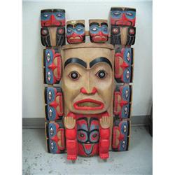 Large hand carved and painted Alaska Native looking mask - Imported (114)