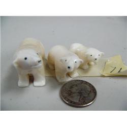 CHOICE on 3 sets of white ivory polar bear and 2 babies by Iglaak from Koyuk, AK (114)